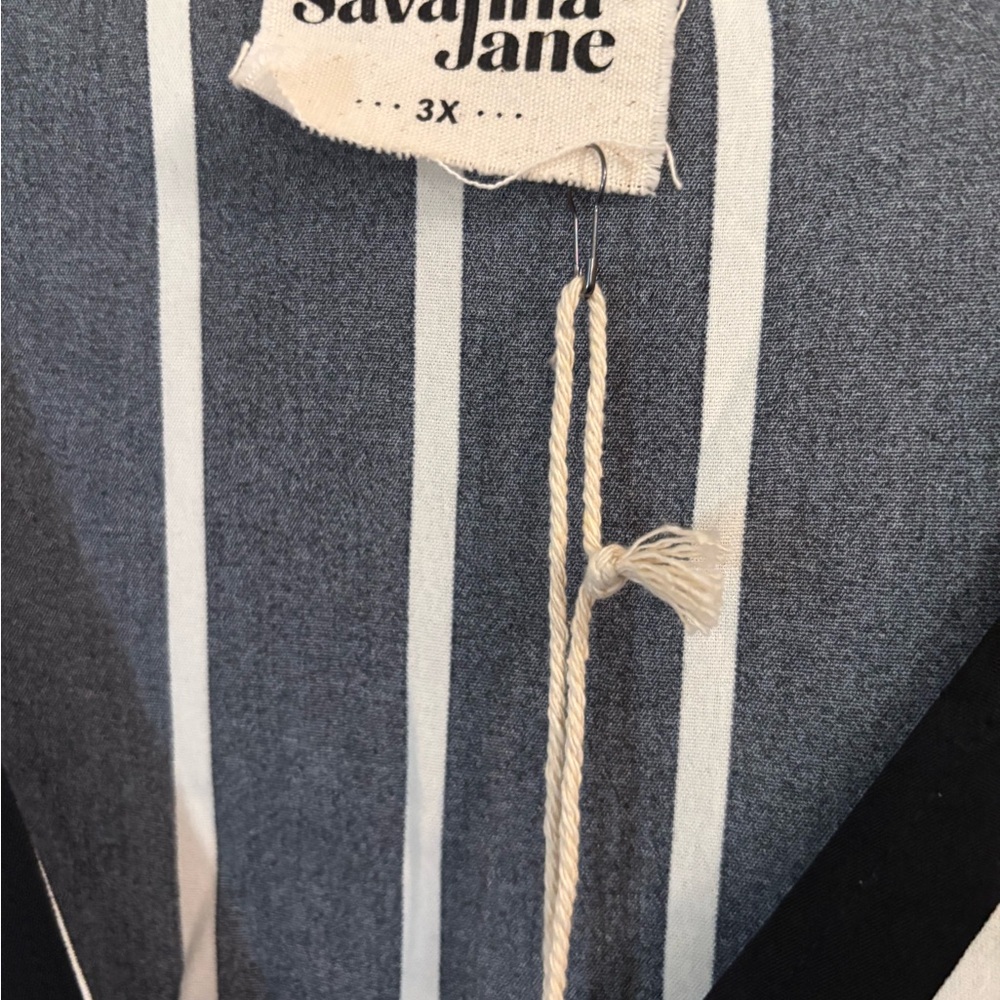 Savanna Jane Black and White Striped Blouse - Picture 3 of 6